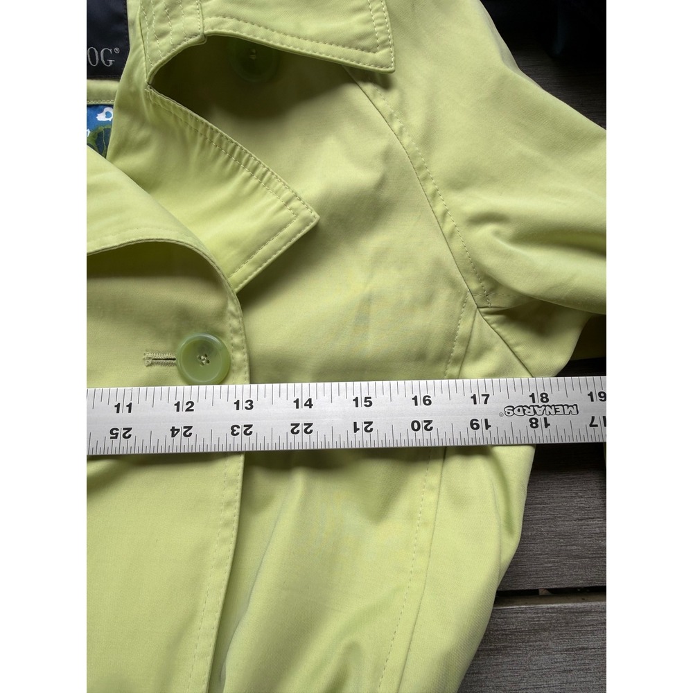 London Fog XS classic double-breasted  trench coat chartreuse lime rain coat - Picture 4 of 4